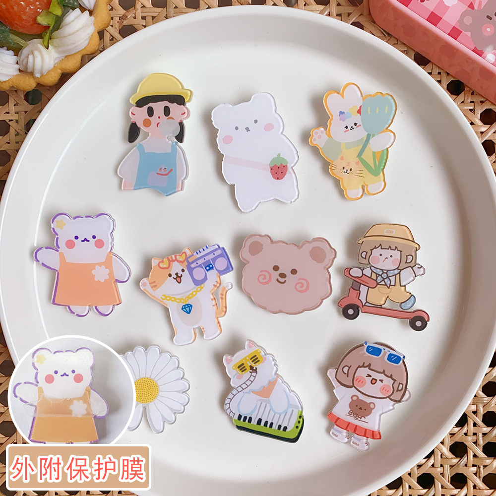 Cute Bear Japanese Style Creative Acrylic Brooch Cartoon Cute Rabbit Accessories Clothes and Bags Pendant Badge Pin