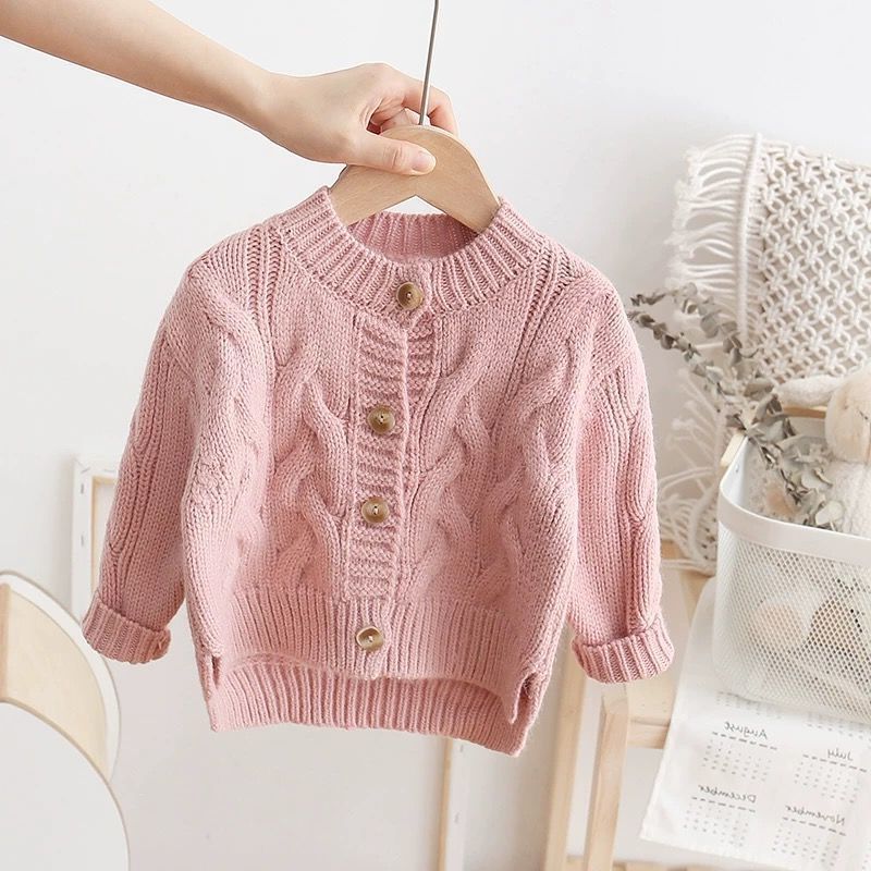 女童麻花毛衣外套秋冬韩版中小童宝宝童装针织衫开衫上衣