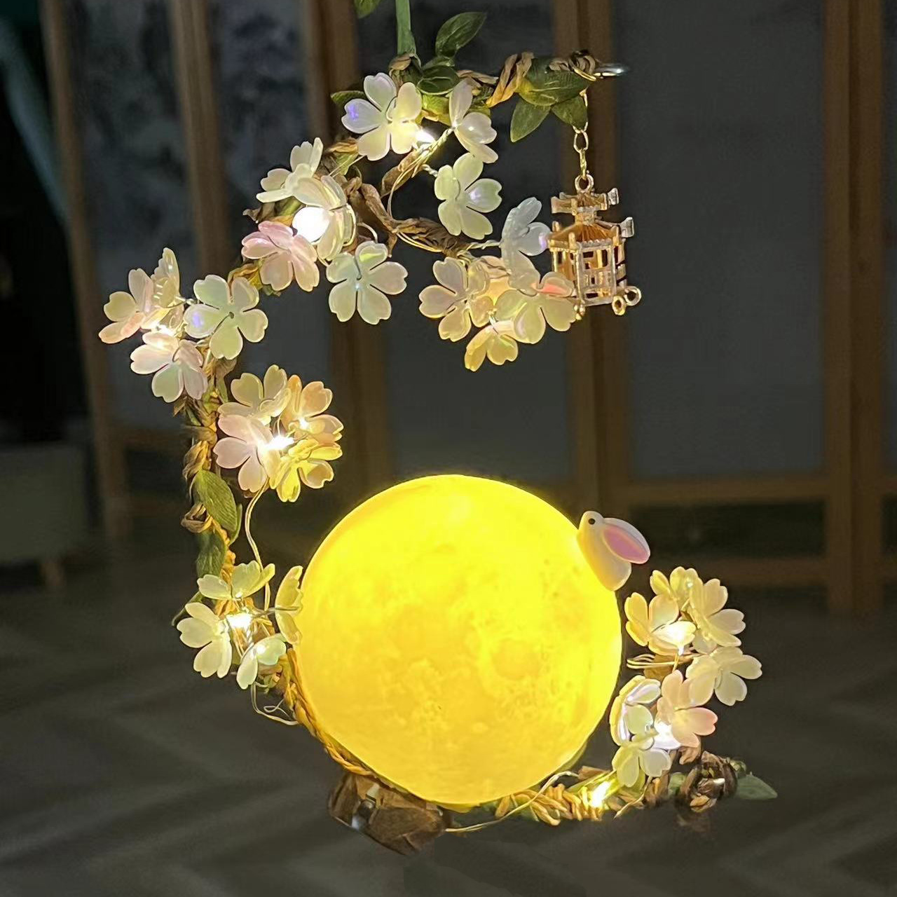 Hanfu Epiphyllum Mid-Autumn Festival Lantern Portable DIY GD Handmade Material Package 2023 New Ancient Style Festive Lantern Wholesale