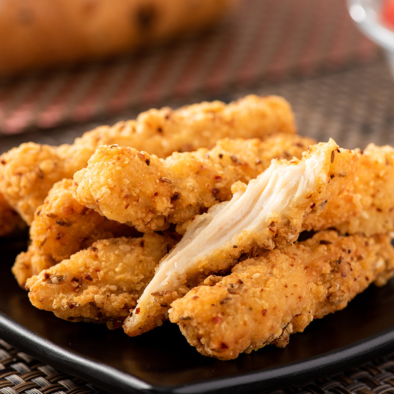 新疆鸡柳孜然味无骨鸡柳条鸡柳油炸食材25kg一袋