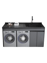PHZ0批发太空铝洗衣柜双机柜滚筒洗衣机烘干机一体平放阳台柜