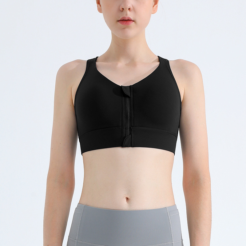 Front Zipper One-Piece Sports Underwear Shockproof High Strength Beauty Back Running Yoga Bra Top Fitness Vest for Women