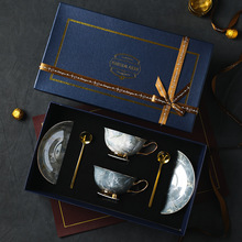 咖啡杯套装骨瓷杯碟欧式轻奢精致高级感礼盒装送男士家用茶杯小众