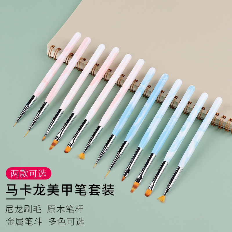 187 6 pcs gradient acrylic rod nail brush suit painted phototherapy line drawing pen king whyte pen scanning pen
