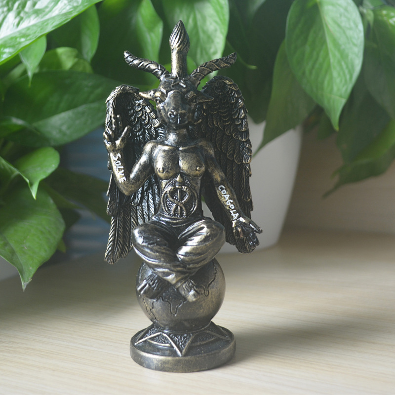 跨境新品安息日山羊头恶魔 巴佛灭巴风特撒旦baphomet雕塑摆件