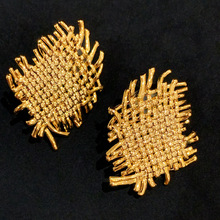 欧美创意几何金属复古编织耳环银针耳饰不对称大圈耳钉潮流女