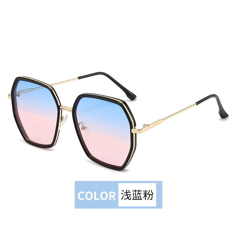 New Fashion Internet Celebrity Same Type Gradient Sun Glasses Retro Stylish Large Frame Polygon Men's Women's Sunglasses