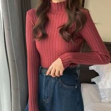 3XL women winter autumn sweater elastic knit tops turtleneck