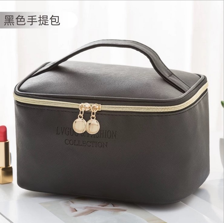 Factory Wholesale Korean New Cross Pattern PU Leather Cosmetic Bag Travel Storage Cosmetic Bag Set Logo