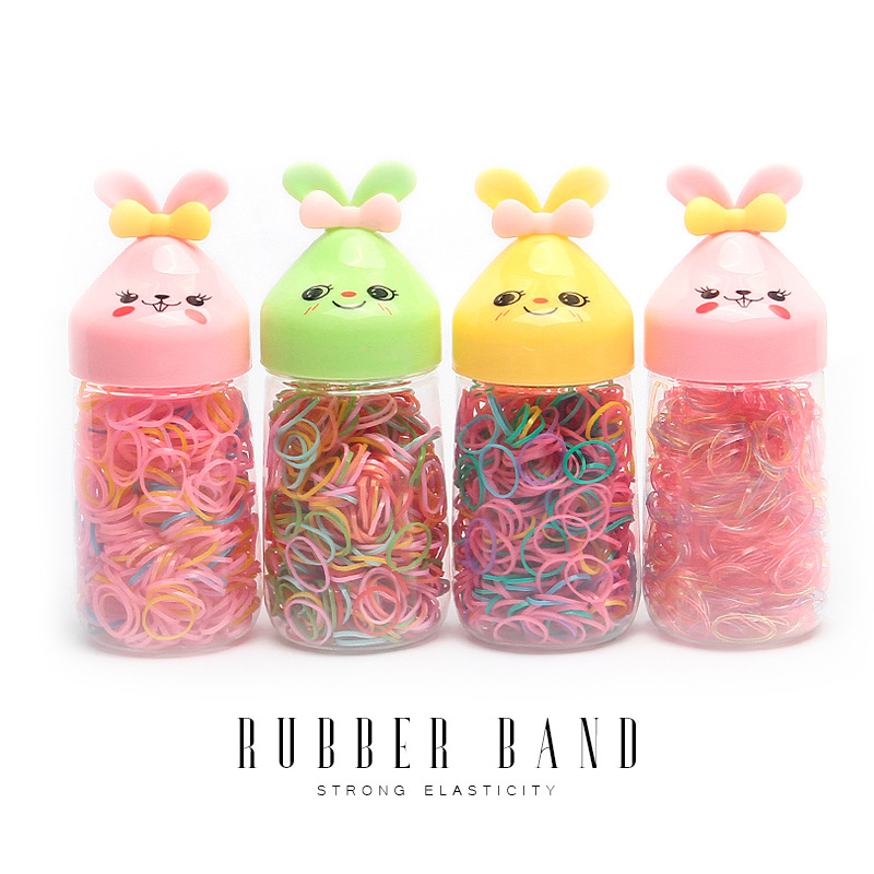 Korean Hair Accessories New Baby Hair Ties/Hair Bands Rabbit Bottle Strong Pull Constantly Cute Color Disposable Small Rubber Band