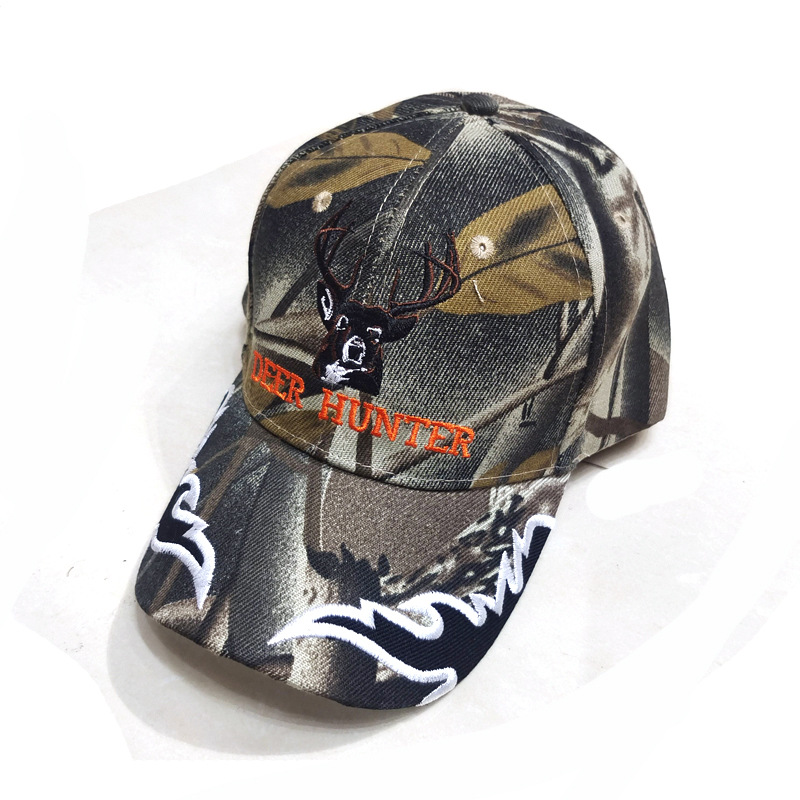 Cross-Border Embroidery Skull Baseball Cap Jungle Camouflage Hunting Tactical Cap Bull Head Outdoor Sun Hat Animal Peaked Cap