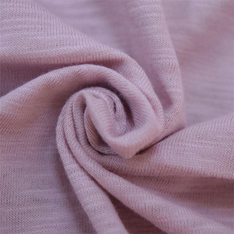 厂家批发21s全棉竹节汗布 竹节棉针织面料 夏季纯棉t恤布料不透