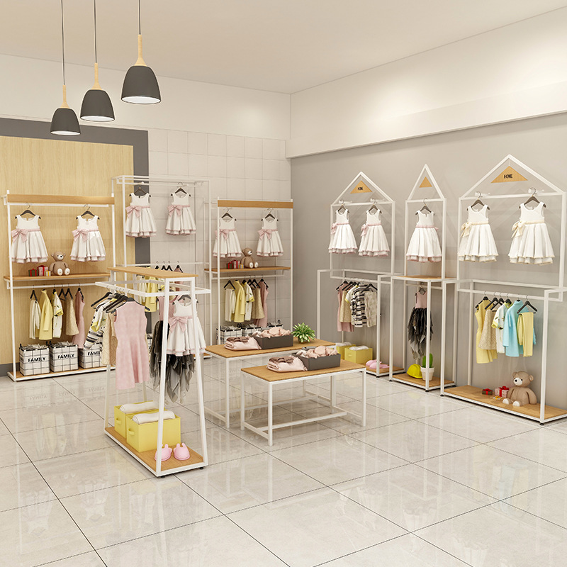 童装店展示架落地式儿童服装店货架上墙壁挂式衣架装修设计实体店