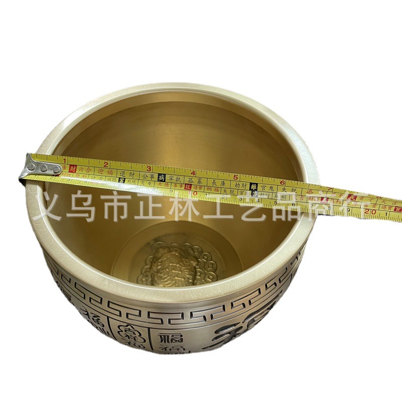 Pure Copper Baifu Cylinder Home Office Desktop Crafts Brass Decoration Large