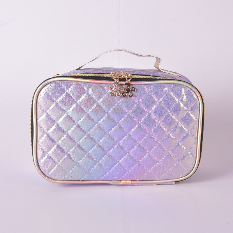 Fashion Portable Diamond Lattice Cosmetic Bag Colorful Laser Wash Bag Women's Cosmetics Travel Portable Storage Bag