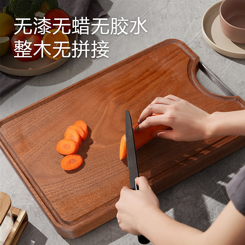 Supoer Same Factory Spot Anti-Mildew Crack Solid Wood Cutting Board Japanese Cutting Board Wholesale Whole Wood Ebony