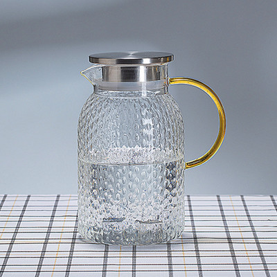 Transparent Glass Rice Grain Grain Cold Water Jar Set Bamboo Covered Steel Cover Juice More than Drink Pot Specifications Cool Boiled Water Jug