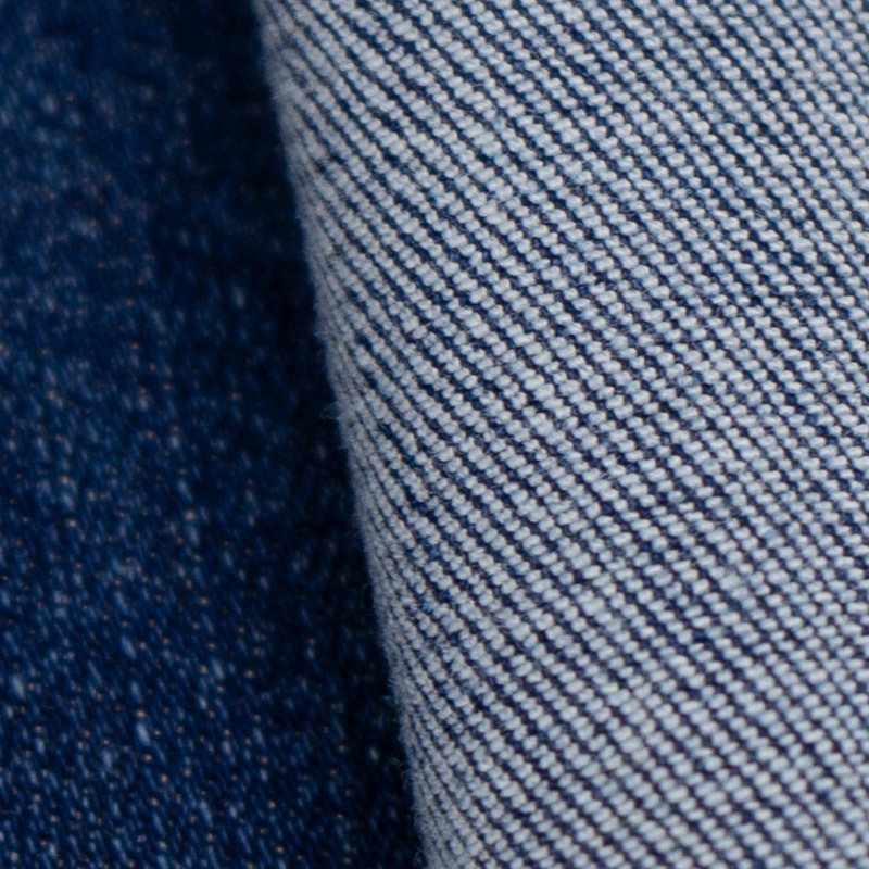 蓝色洗水牛仔布竹节棉涤弹力小脚裤喇叭裤面料水洗新疆棉丹宁布料