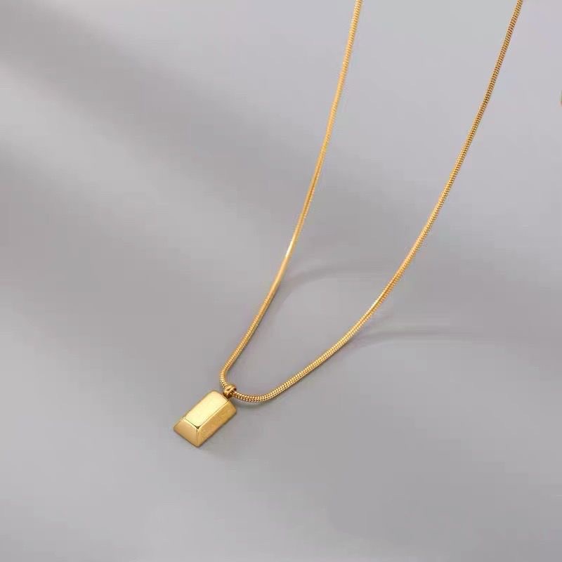 Titanium Steel Women's Color-Preserving Gold Brick Silver Brick Gold Bar Solid Gift Animal Year Necklace Light Luxury Women's Accessories Matching
