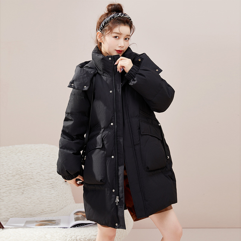 2023 Women's Clothing Winter Clothing New down Cotton Jacket Korean Style Fashion Waist-Controlled Thickened Small Mid-Length Cotton Clothing Women