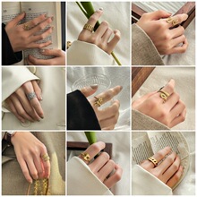亚马逊跨境时尚钛钢戒指女小众高级轻奢ins风不锈钢 开口戒指批发