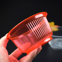 一次性塑料碗红色喜庆结婚酒席家用吃饭餐具加厚圆形塑胶透明汤碗