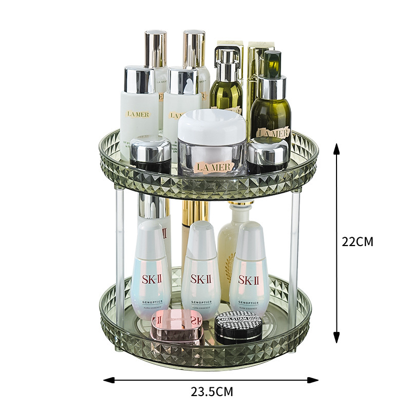 Light Luxury Dressing Table Cosmetics Rotating Storage Shelf Box Bathroom Desktop Perfume Skincare Shelves Tray