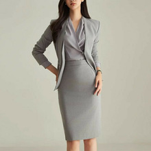 西装套装女高级感2024秋季新款时尚职业装女装浅灰长袖外套半裙女