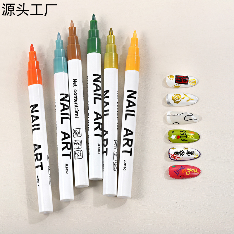 Nail Beauty Paint Pen Graffiti Pen Set Quick-Drying Nail Nail Brush Line Drawing Pen Nail Polish Marker Package