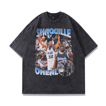 美式复古黑色篮球科比短袖t恤男夏欧美oversize高街重磅球星批发