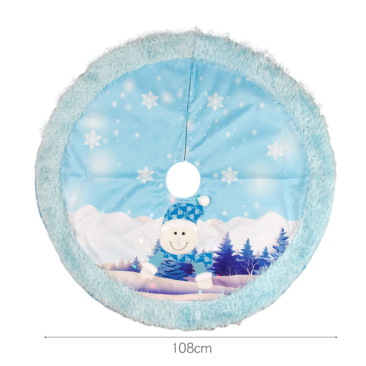 Christmas Decorations Light-Emitting Christmas-Tree Skirt 108cm Old Snowman Shiny Decorative Christmas Tree Apron with Lights