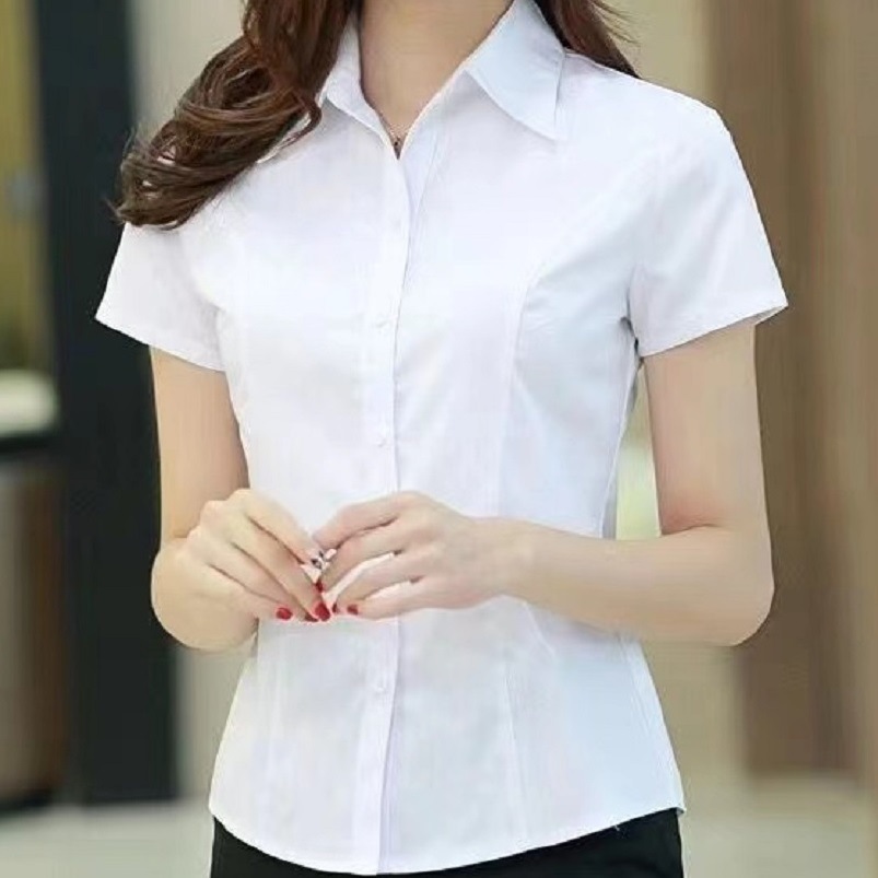 White Shirt Women's Summer Short Sleeve New Summer Business Attire Korean Style Temperament Overall Slim-Fitting Work Clothes Top Shirt