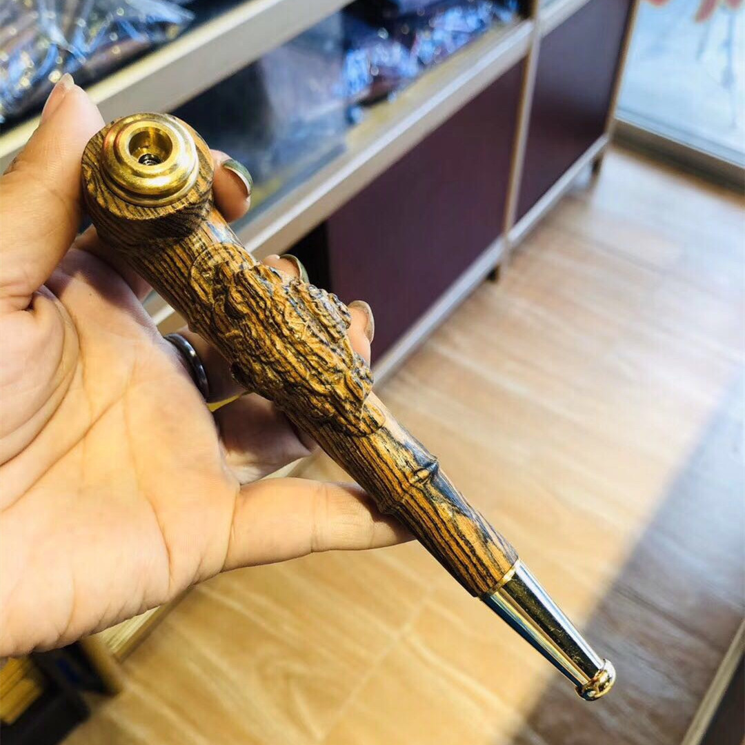 精雕红檀虎皮檀阴沉木金蟾烟斗烟杆檀木雕刻烟斗烟具礼盒装批发