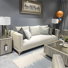 美式ART凯斯科德现代轻奢简约实木沙发法式皮布结合客厅沙发组合