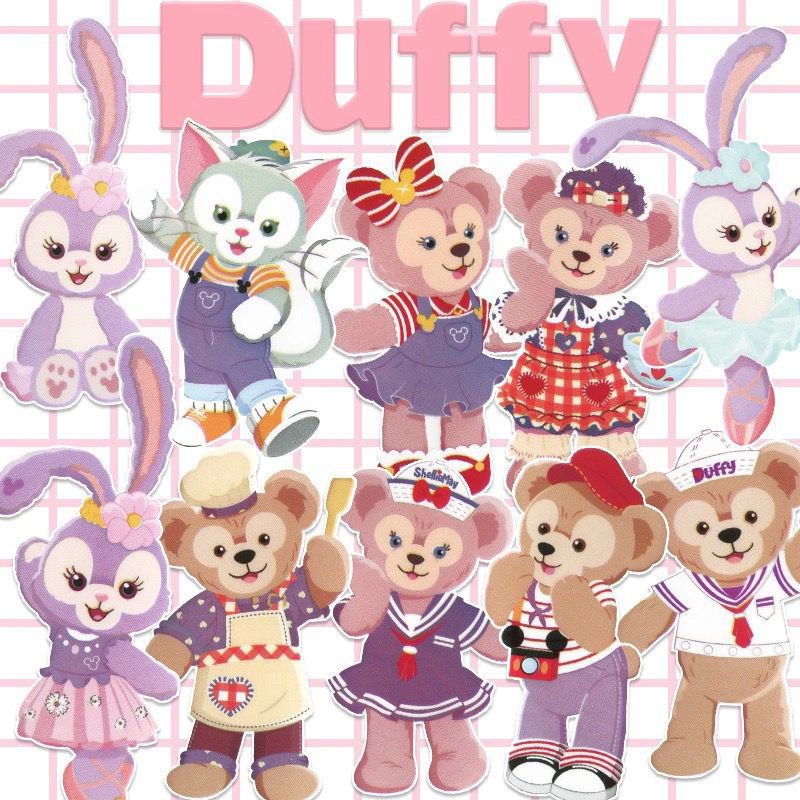 卡通达菲手机壳防水水杯贴纸手账贴纸缸饰品配件素材贴纸滴胶批发