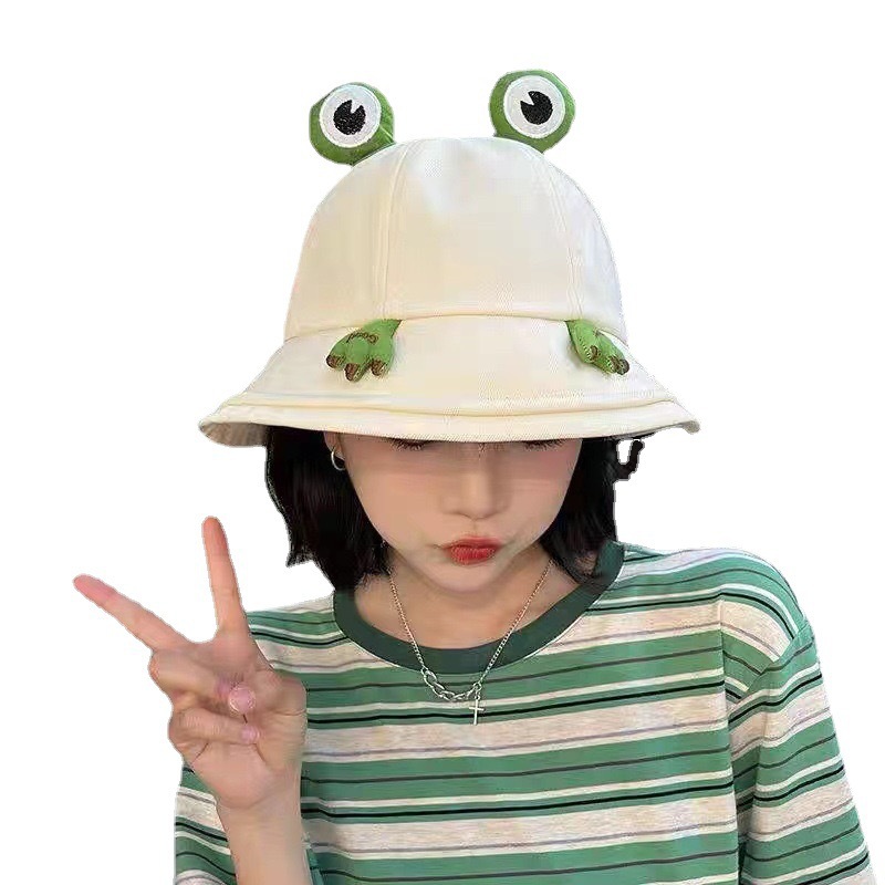 Spring and Summer Korean Fisherman Hat Student Anti-Sunburn Sun Hat Basin Hat Tide New Cute Cartoon Frog Hat Female