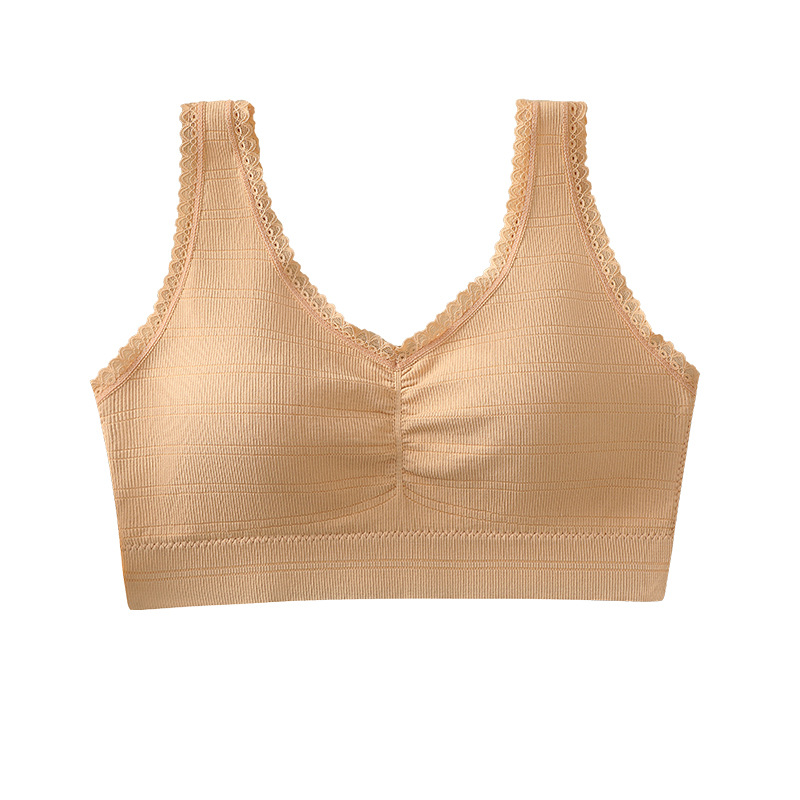 Middle-Aged Underwear Female Mother Comfortable Bra Vest Wireless Latex Feel Fixed Cup Young Woman Beauty Back Bra