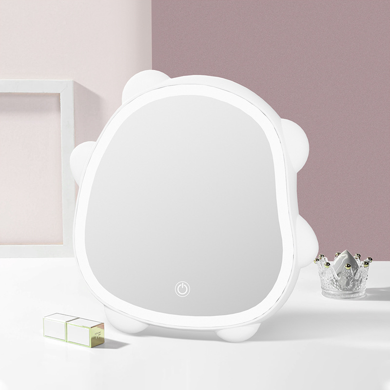 Lazy Bear Mirror Ing Style Makeup Mirror Household Desk Dressing Mirror Dormitory with Light Makeup Led Light Girl Cosmetic Mirror