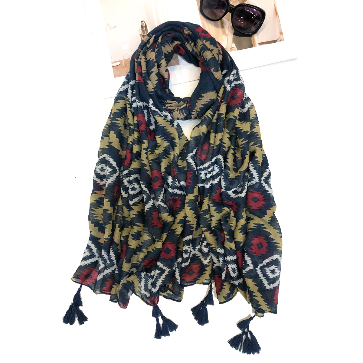 New European and American Export Spring and Summer Fashion Printing Tassel Scarf Shawl Exclusive for Cross-Border Factory Supply