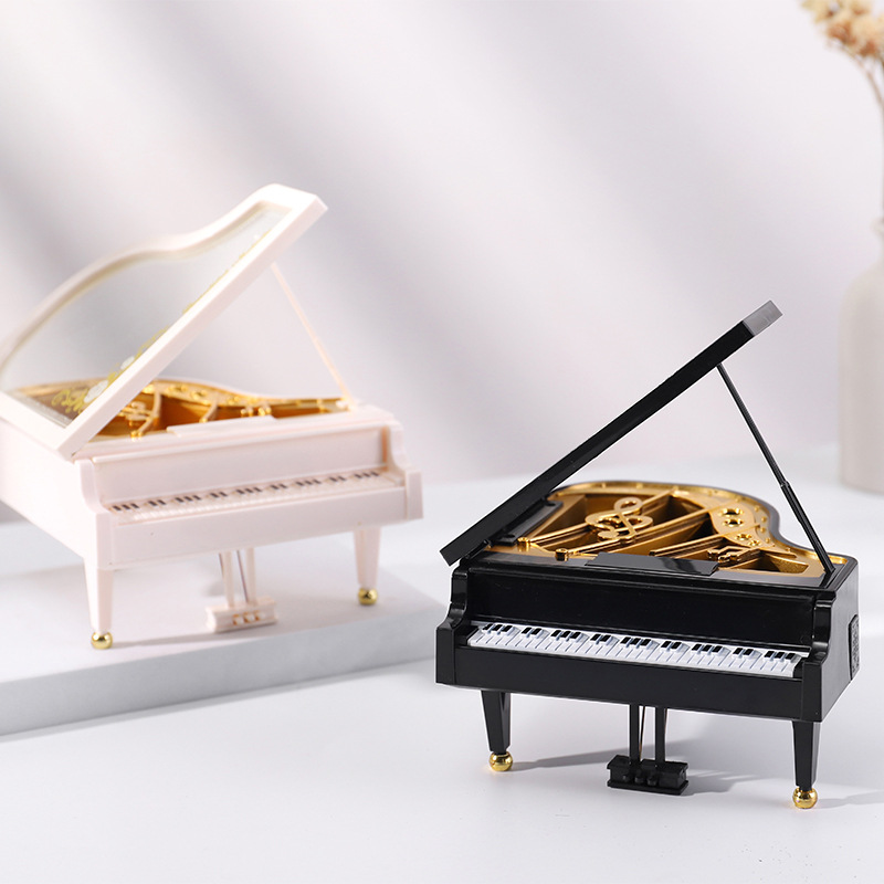 Piano Shape Music Box Factory Direct Sales Creative Friends Couple's Birthday Present Wholesale Rotating Girl Music Box