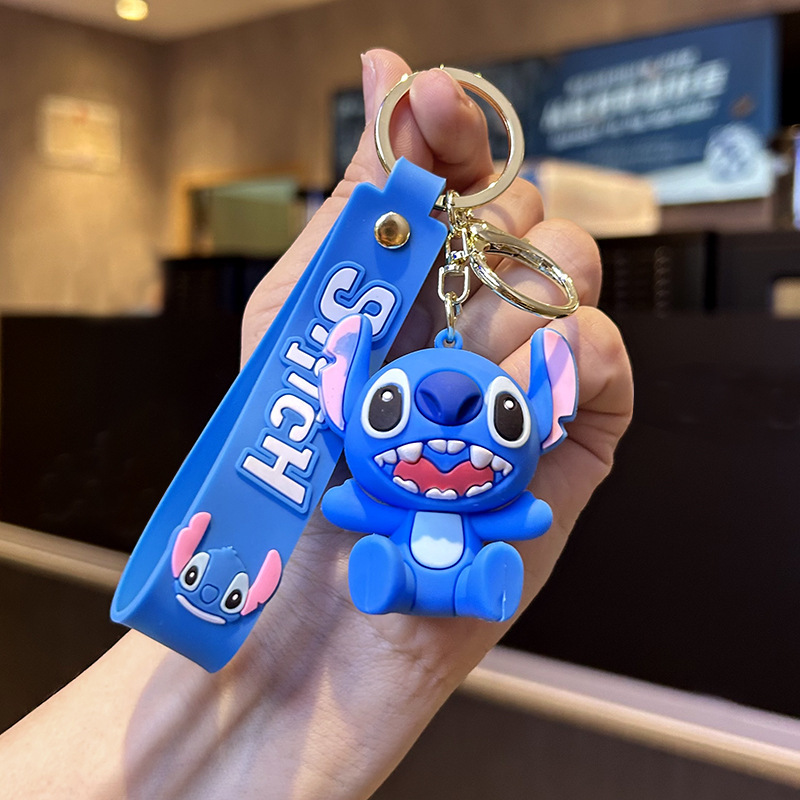 2023 New Soft Rubber Creative Cartoon Stitch Keychain Pendant Car Key Ring Exquisite Couple Pendant