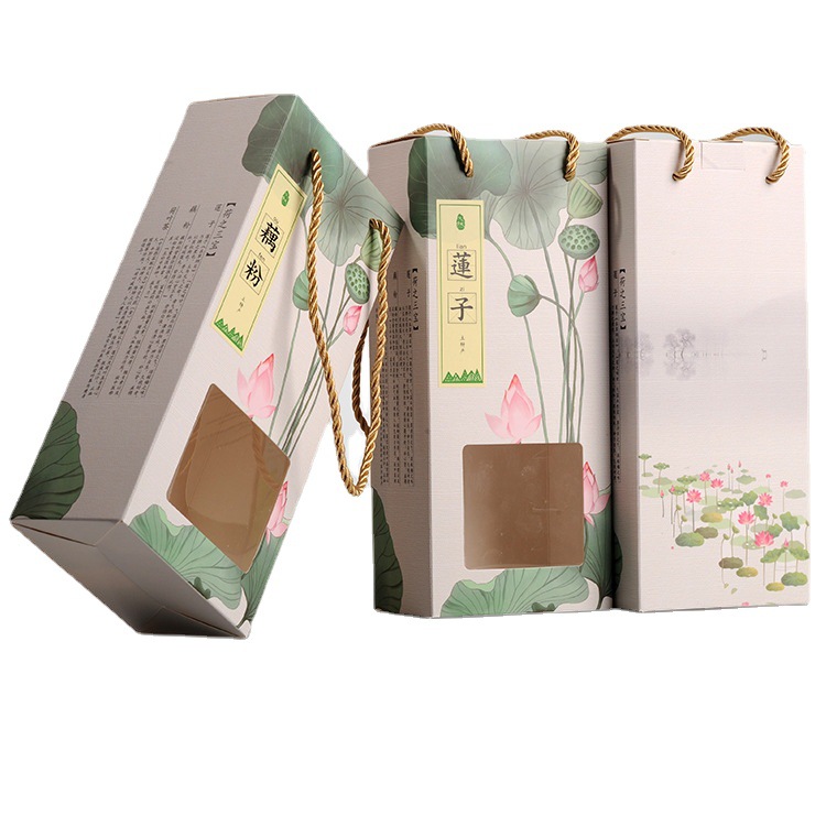 农产品土特产花椒莲子藕粉藜麦芡实扶贫包装空纸盒礼品手提袋