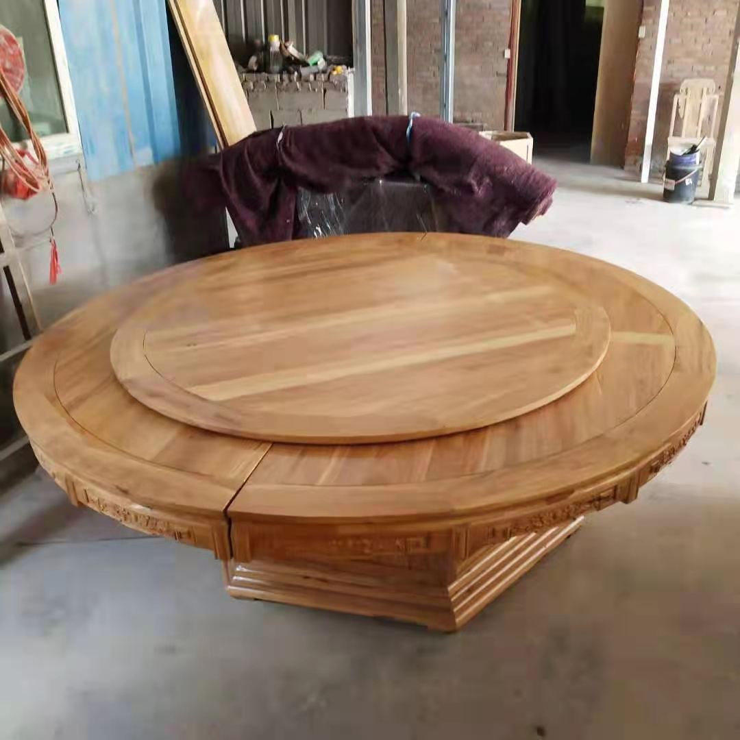 老榆木家用圆饭桌饭店大圆桌酒店酒楼饭店圆形大桌子批发可制作