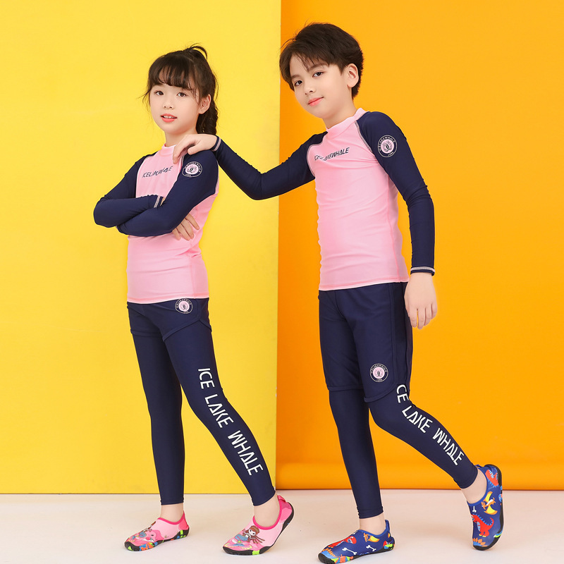 厂家直销儿童泳衣男童女童长袖防晒运动款潜水服浮潜冲浪海边度假