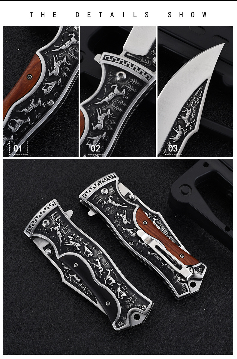 跨境哥伦比亚高硬度折叠刀野营战术户外刀具露营登山刀具户外折刀