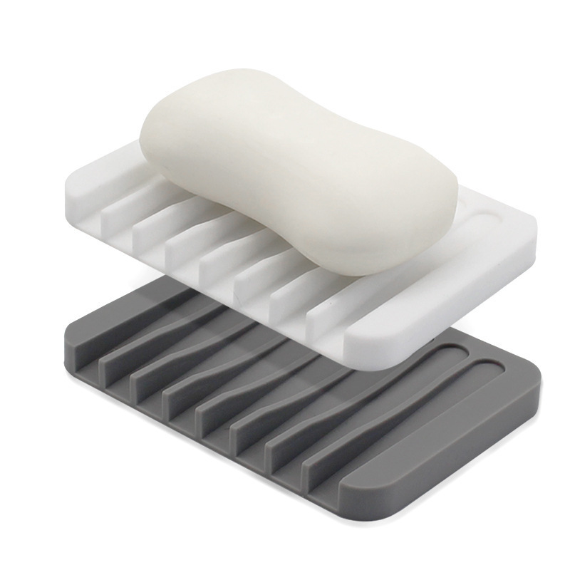 Cross-Border Silicone Soap Box Bathroom Kitchen Non-Slip Draining Soap Pad Factory Direct Bathroom Quick Draining Box