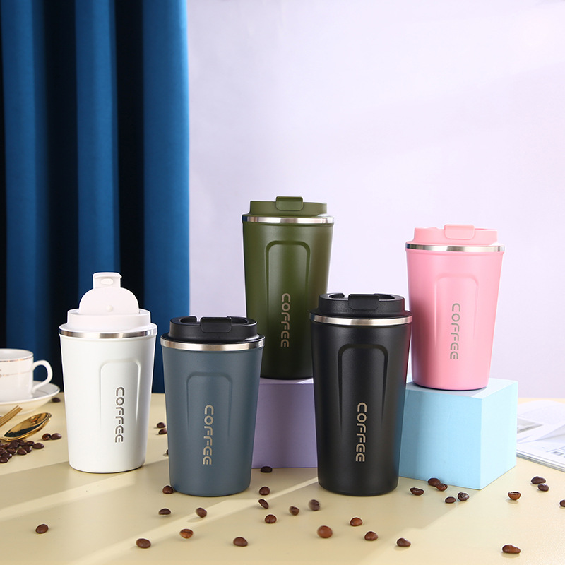 Student Portable Cup Vacuum Cup Foreign Trade Water Cup Female Portable 304 Stainless Steel Anti-Fall Dual-Use Cover Coffee Cup Customization