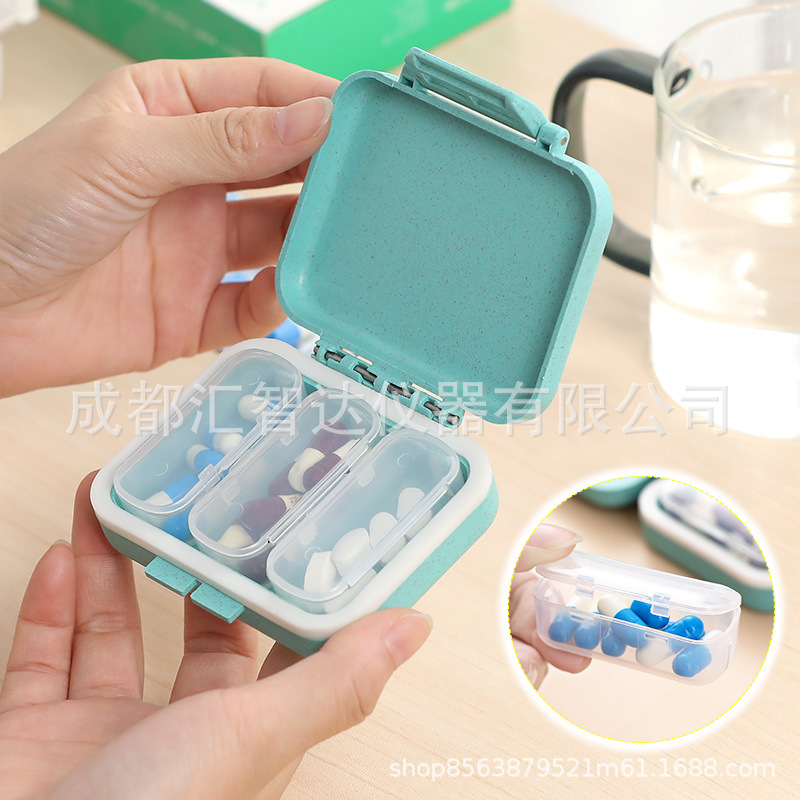 Portable 3-Grid Double Sealed Pill Box Pill Storage Box Double-Layer Sealed Medicine Sub-Packaging Medicine Kit Wholesale