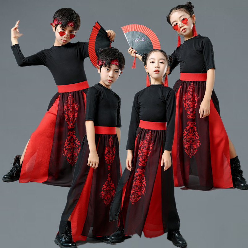 雪龙吟舞蹈表演服装儿童演出服扇子六一中小学生古风国潮舞台走秀