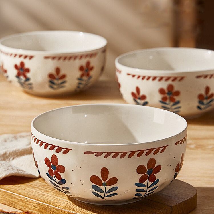 碗家用陶瓷汤碗泡面碗耐高温日式复古米饭碗感高颜值餐具组合